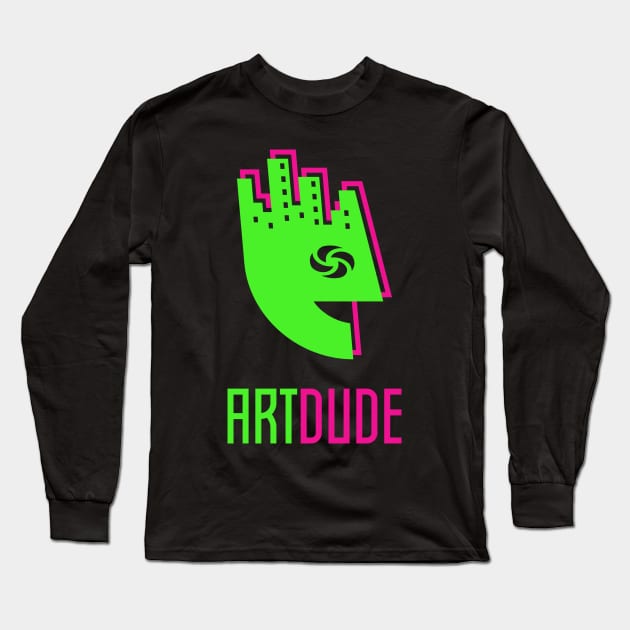 YourArtDude Logo In Lime And Magenta Long Sleeve T-Shirt by yourartdude